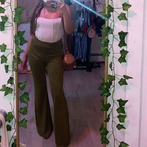 Green suede flare pants from forever 21 | size small | great condition